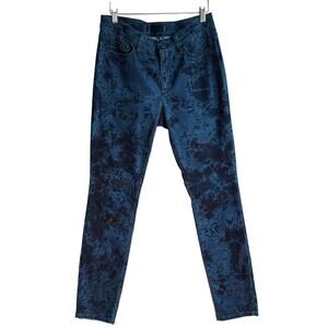 Cambio Tie-Dye Wash Slim Pants Size 10 Blue Stretch Cotton Designer Jeans